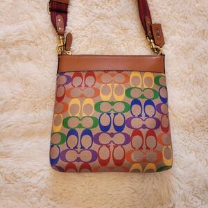 Coach Kitt Messenger Crossbody in Rainbow Signature Canvas Pride CA232 NWOT